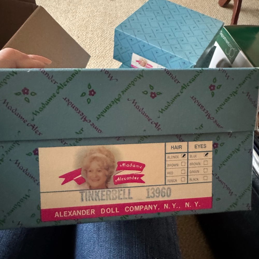 Madame Alexander Tinkerbell Doll Box in Blue and White - Picture 2 of 2
